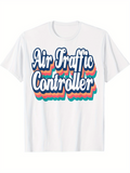 Men's T-Shirt Air Traffic Controller Layered Retro Typography With Playful Shadow Effect