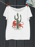 Men's T-Shirt California Spotted Cactus With Wildcat Among Desert Sunset