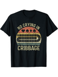 Men's T-Shirt No Crying In Cribbage Vintage Colored Peg Board With Playing Card Suits Game