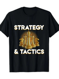 Men's T-Shirt Strategy And Tactics Golden Chess Pieces Surrounded By Dotted Halftone Pattern