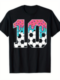 Men's T-Shirt Melting Frosted Sprinkle Soccer Pattern Number Ten