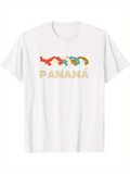 Men's T-Shirt Panama Vibrant Colorful Map Outline Featuring Abstract Landscape