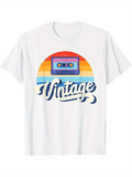 Men's T-Shirt Vintage Retro Cassette Tape With Colorful Rainbow Sunset Graphic
