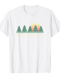 Men's T-Shirt Golden Setting Sun Over Evergreen Pine Trees