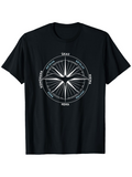 Men's T-Shirt Vintage Directions Compass Rose With Starburst And Circular Grid Compass