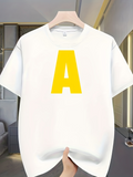 Men's T-Shirt Bright Yellow Letter Centered On A Minimalistic White T Shirt