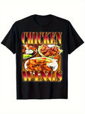 Men's T-Shirt Chicken Wings Golden Letters Over Fried Platter With Crisp Lettuce Plate Chicken