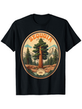 Men's T-Shirt Sequoia Vintage National Park Landscape With Majestic Trees And Mountains