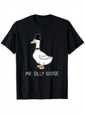 Men's T-Shirt Mr Silly Goose Wearing Hat And Bowtie Standing Upright Goose