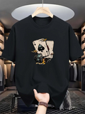 Men's T-Shirt Lucky Cards With Rolling Dice Golden Sparks Blackjack