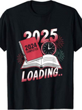 Men's T-Shirt 2025 Loading With Clock Fireworks And Open Book
