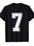 Men's T-Shirt Distressed White Number Seven Graphic Centered T Shirt