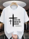 Men's T-Shirt Faith Strength Through All Things Cross