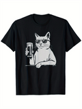 Men's T-Shirt Cool Cat With Sunglasses Holding A Beer In Relaxed Bar Atmosphere Cat