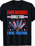 Men's T-Shirt Fireworks Director With Patriotic Rockets And Colorful Stars Design