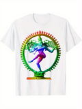 Men's T-Shirt Rainbow Light Surrounding A Dancing Divine Indian Deity Statue