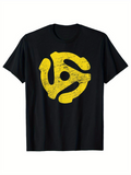 Men's T-Shirt Distressed Grunge Effect With Bright Yellow Adapter Design Centerpiece