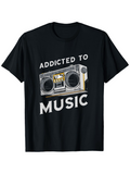 Men's T-Shirt Addicted To Music Vintage Boombox With Retro Cassette Tape Graphic Speaker