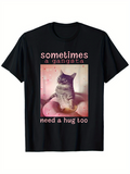 Men's T-Shirt Sometimes A Gangsta Need A Hug Too Sitting Cat With Pink Soft Cushions And Gentle Light