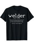 Men's T-Shirt Welder Vintage Style White Text On Black Fabric Shirt Welder