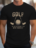 Men's T-Shirt Golf Slogan Bold Lettering With Minimalist Artistic Golf Ball And Clubs