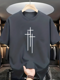 Men's T-Shirt Minimalist Christian Faith With White Vertical Graphic Cross