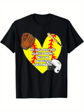 Men's T-Shirt Baseball Heart With Glove Helmet And Bat Centered On Shirt