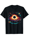 Men's T-Shirt Blazing Swirling Cosmic Light Around Vibrant Black Hole