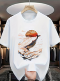 Men's T-Shirt Rising Sun With Artistic Ocean Waves And Majestic Leaping Whale