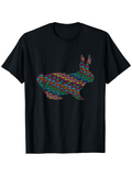 Men's T-Shirt Colorful Words Patterned Silhouette Over A Black Bunny Shape