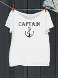 Men's T-Shirt Captain Lettering With Nautical Anchor And Decorative Stars Design