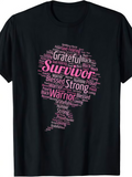 Men's T-Shirt Grateful Survivor Warrior Strong Words In Feminine Silhouette Art