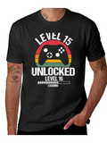 Men's T-Shirt Level 15 Unlocked With Retro Arcade Loading Game Controller