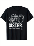 Men's T-Shirt I Wear Gray For My Sister With Floating Heart Ribbon Elements