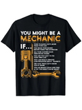 Men's T-Shirt You Might Be A Mechanic If Yellow Wrench Piston And Text Design T Shirt
