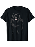 Men's T-Shirt Radiant Smile Under Soft Shadows Fluffy Black Dog