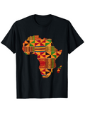 Men's T-Shirt Vivid Geometric Patchwork Patterns Decorating African Continent Map
