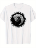 Men's T-Shirt Gothic Silhouette Of Wolf Howling With Full Moon And Forest