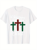 Men's T-Shirt Christmas Thank You Christ Festive Plaid Pattern Three Crosses
