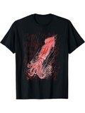 Men's T-Shirt Electric Pink Brushstrokes Swirling Under Deep Water Squid