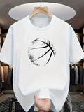 Men's T-Shirt Minimalist Ink Splash Effect With Abstract Flying Basketball Design Basketball