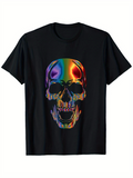 Men's T-Shirt Vivid Neon Light Reflection On Realistic Skull