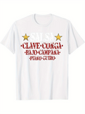 Men's T-Shirt Clave Conga Bajo Campana Piano Guru With Gold Stars White T Shirt