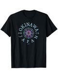 Men's T-Shirt Okinawa Japan Stylized Compass With Vintage Pastel Directional Motif Center