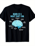 Men's T-Shirt Brain Of A Night Shift Caregiver With Blue Anatomical Diagram Brain