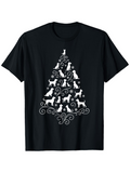 Men's T-Shirt Playful Cats Silhouettes Forming Swirling Christmas Tree Pattern