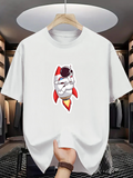 Men's T-Shirt Adorable Astronaut Riding A Red Hot Blazing Rocketship