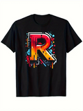 Men's T-Shirt Vivid Dripping Paint With Bold Artistic Letter R