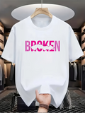 Men's T-Shirt Broken Pink Letters With Jagged Irregular Crack Pattern Text