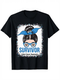 Men's T-Shirt Survivor Blue Bandana Glasses And Awareness Graphic Woman